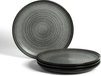 Stone Lain Dua 4-Piece Dinner Plate Set Stoneware, Black