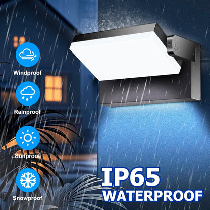 3CCT LED Outdoor Wall Lights, 4800LM, 360° Adjustable, 3 Color Modes, IP66 Waterproof, Security Wall Pack Flood Lights for Garage, Porch, Patio, Black
