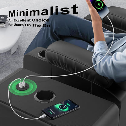 Recliner Chairs with Recliner Side Table End Table for Adults, Massage Rocker, USB Ports, 360 Degree Swivel Single Sofa Seat Living Room