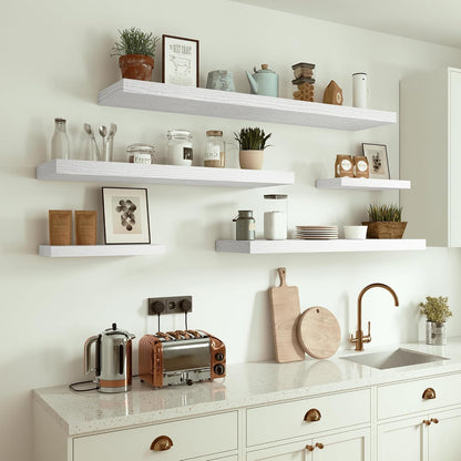 10 inches Deep Floating Shelves 36 inch Long, Wall Shelves Heavy Duty 70 lbs for Bedroom, Bathroom, Living Room, Kitchen, Office, Modern Shelf Home Decor with Invisible Bracket, White