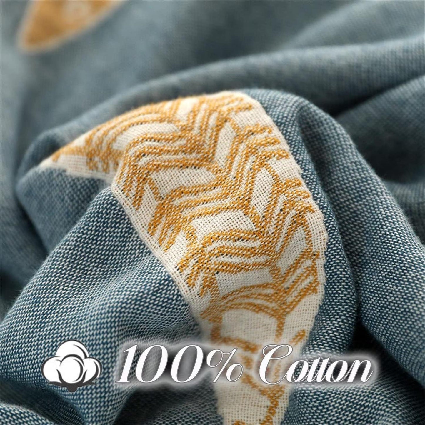 MSGKV Boho Throw Blanket 100% Cotton Woven Blanket for Couch Sofa Bed Double Sided Knit Throw Reversible Summer Blanket 80''Wx 90''L