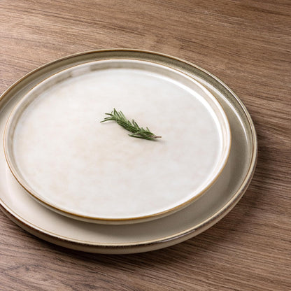 GBHOME Ceramic Dinnerware Sets for 8, 24 Pieces Stoneware Plates and Bowls Sets, Scratch Resistant Dishes, Dishwasher & Microwave Safe, Reactive Glaze-Cappuccino