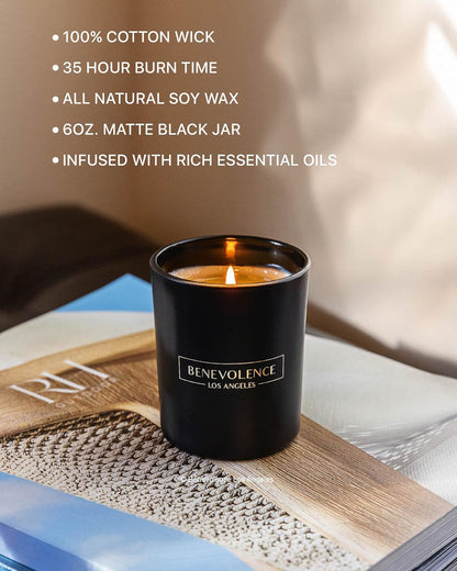 Benevolence LA Clearance Candles Rose & Sandalwood Scented Candle | Soy Candles, Black Candle for Home | Gifts for Women and Men | Home Fragrance | Aromatherapy | 6oz
