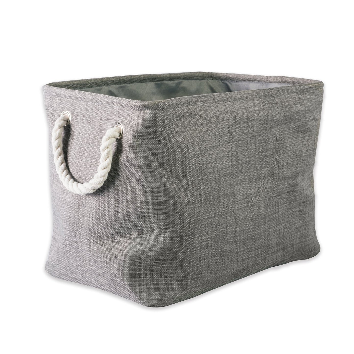 DII, Collapsible Variegated Polyester Storage Bin with Cotton Handles Small Gray