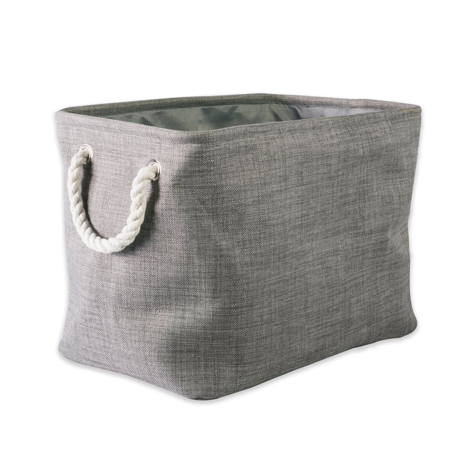 DII, Collapsible Variegated Polyester Storage Bin with Cotton Handles Small Gray