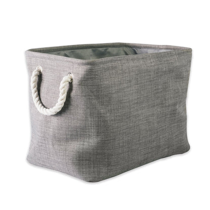 DII, Collapsible Variegated Polyester Storage Bin with Cotton Handles Small Gray