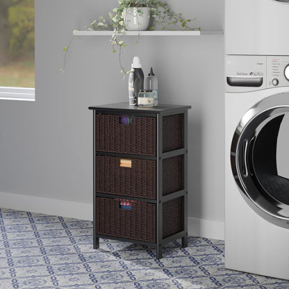 Winsome Omaha Home Storage Rack with 3 Baskets, Stackable Storage Bins for Home Organizing