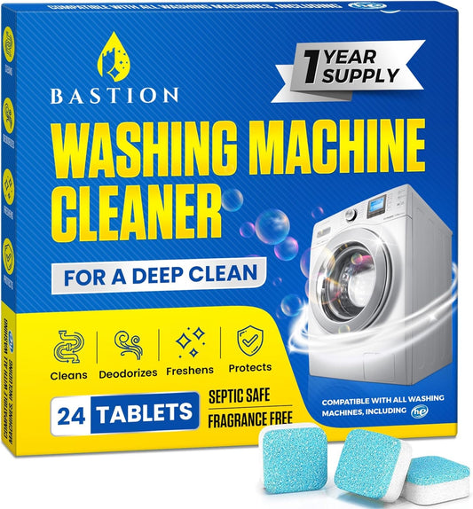 Washing Machine Cleaner Tablets 24 pack Powerful Descaler -Deep Cleaning for HE Front Loader & Top