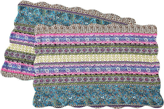 NEWLAKE Quilted Cotton Bed Pillowcases, Striped Jacquard Style, 2 Pieces, 20x27 Inch