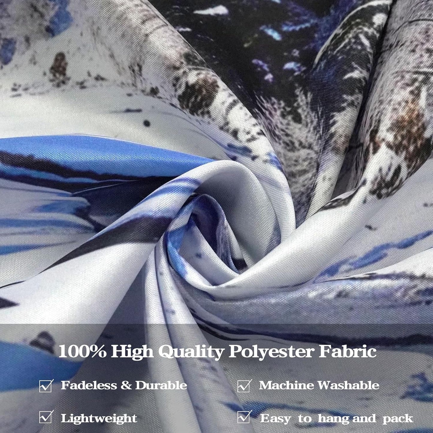 AMM Winter Forest Snow Mountain Tapestry Snowy Pine Tree Woodland Tapestry for Bedroom Aesthetic White Clouds Flowing River Landscape Tapestries Wall Hanging for Living Room Dorm Office 48 x 36 Inch