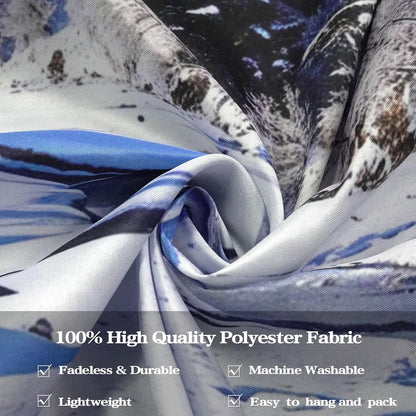 AMM Winter Forest Snow Mountain Tapestry Snowy Pine Tree Woodland Tapestry for Bedroom Aesthetic White Clouds Flowing River Landscape Tapestries Wall Hanging for Living Room Dorm Office 48 x 36 Inch