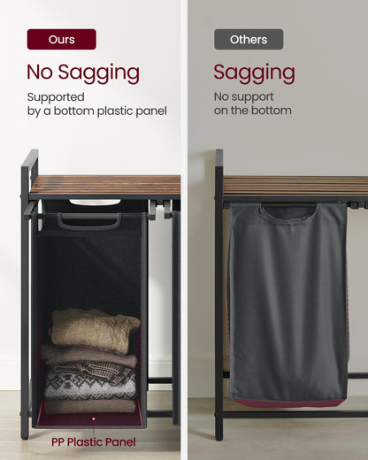 VASAGLE Laundry Hamper, Laundry Basket, Laundry Sorter with 2 Pull-Out and Removable Bags, Shelf