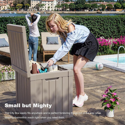 50 Gallon Resin Deck Box, Lockable Outdoor Storage Box for Patio Cushions Storage Furniture,Garden Tools, Pool Supplies, Weatherproof and UV Resistant (Grey)