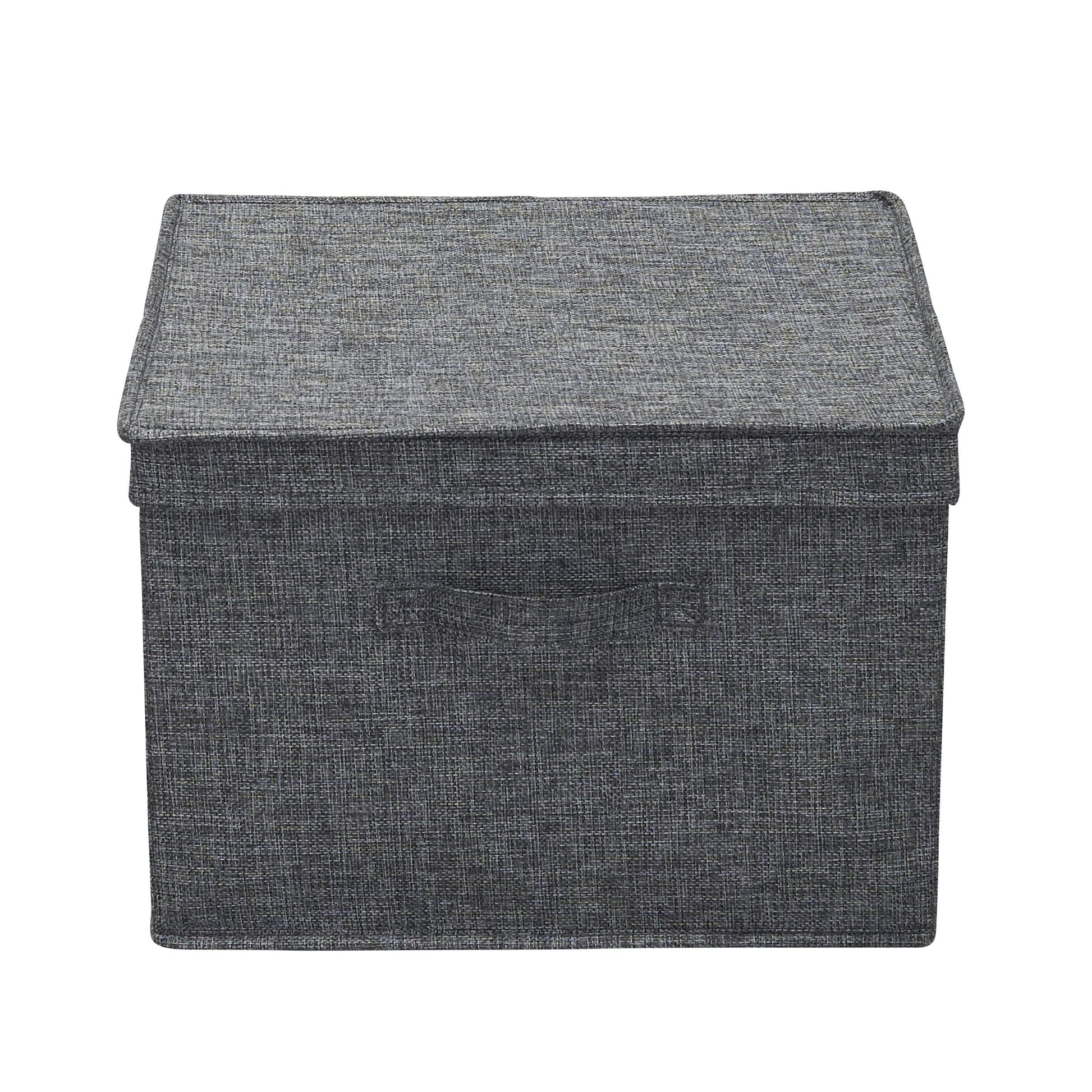 Household Essentials Square Fabric Storage Bins with Lids, Graphite, Set of 2