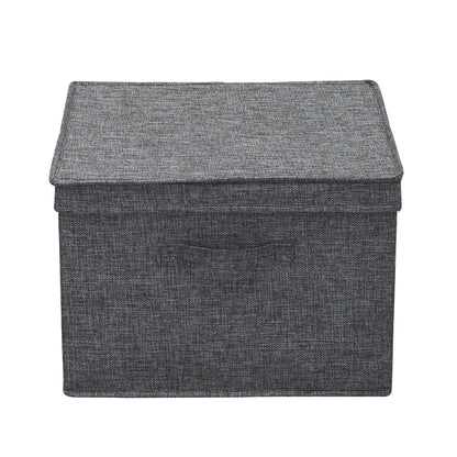Household Essentials Square Fabric Storage Bins with Lids, Graphite, Set of 2