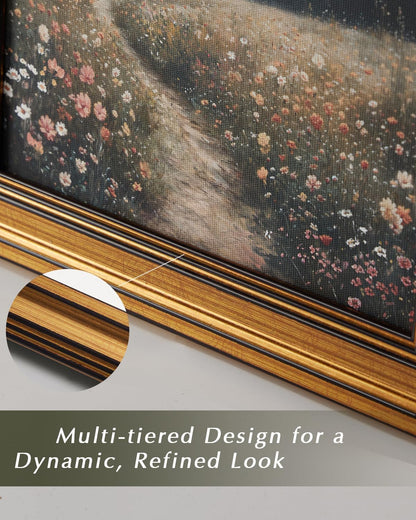 HUARCEY Gold Framed Vintage Wall Art for Living Room, Animals Painting Prints Shelf Decor for Kitchen, Aesthetic Bedroom Wall Art Decor, Christmas Gifts for Friends or Family (Seven Cranes - 8"x10")