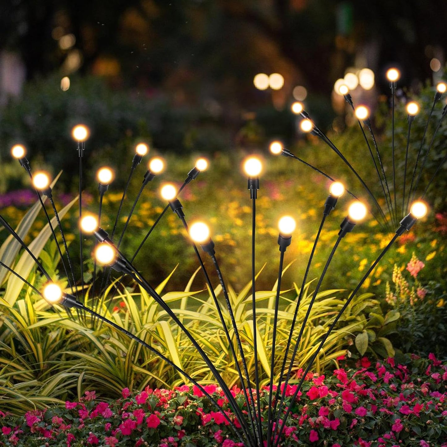 Solar Lights Outdoor Decoration, Waterproof Xmas Outdoor Lights Decor for Yard, Patio, Garden, and Front Porch, 60 LEDs Swing with The Wind (6 Pack, Warm White)