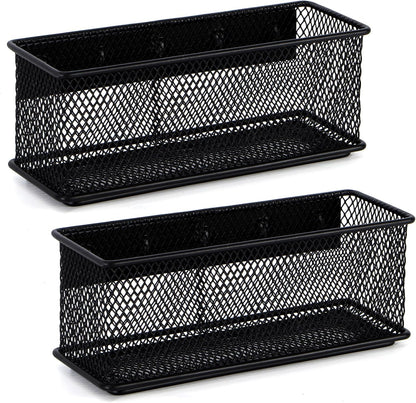 6.29'' × 2.28'' × 2.48 Black Magnetic Basket for Refrigerator Magnetic Pen Holder Locker Organizer for Home Office Accessories Magnetic Basket for Whiteboard，Set of 2