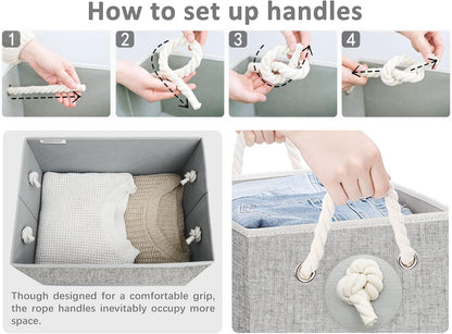 StorageWorks Storage Baskets for Shelves, Foldable Fabric Closet Storage Bins with Handles, Fabric Storage Bins Clothes Organizer, Gray, 3-Pack, Extra Large