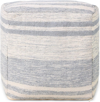 REDEARTH · Tufted Pouf Ottoman with Filler Textured Storage Cube Bean Bag Pouffe Footrest for Living Room, Bedroom, Nursery, Kidsroom; 100% Cotton (17.5"X17.5"X17.5", Melange Delight Gray)