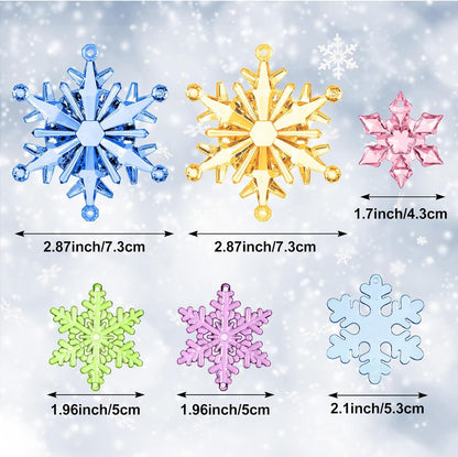 Dilunave 40 Pieces Christmas Snowflake Ornaments Acrylic Christmas Tree Decorations Crystal Snowflakes Translucent Winter Hanging Ornament for Tree (Colorful)
