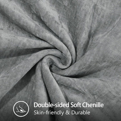 decorUhome Chenille Soft Throw Pillow Covers 12x20 Set of 2, Lumbar Velvet Farmhouse Neutral Decorative Euro Pillow Covers with Stitched Edge for Couch Sofa Bed Home Decor, Neutral Gray