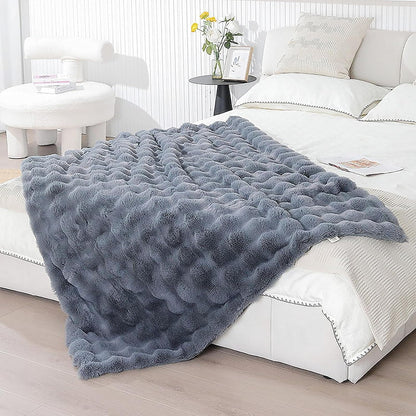 UKELER Soft Faux Fur Throw Blanket 50''x60'' Solid Reversible Shaggy Blanket Plush Thick Fluffy Blankets Throws for Bed, Couch, Sofa, Office, Camping Dark Grey