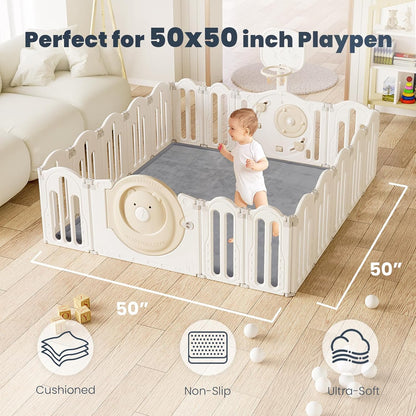 ACOMOPACK Baby Play Mat for Floor 1.3" Thick Memory Foam 50x50 Soft Velvet Playpen Mat for Kids,Infants,Toddlers,Tummy Time Crawling Mats with Non-Slip Bottom,Yoga,Tatami,Nursery Rug（Dark Grey）