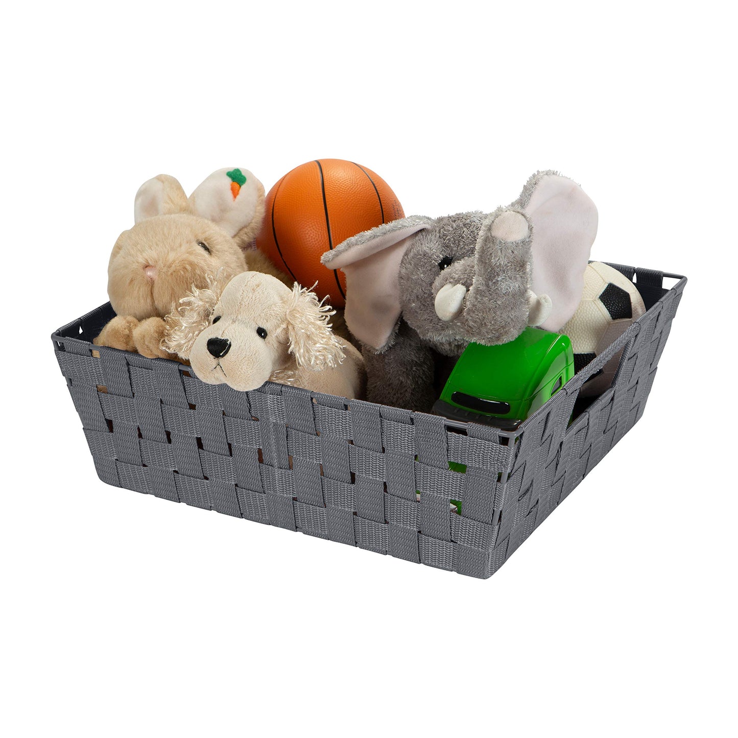 Simplify 2 Pack Large Storage Shelf Totes with Woven Strap in Grey | Decorative | Baskets |