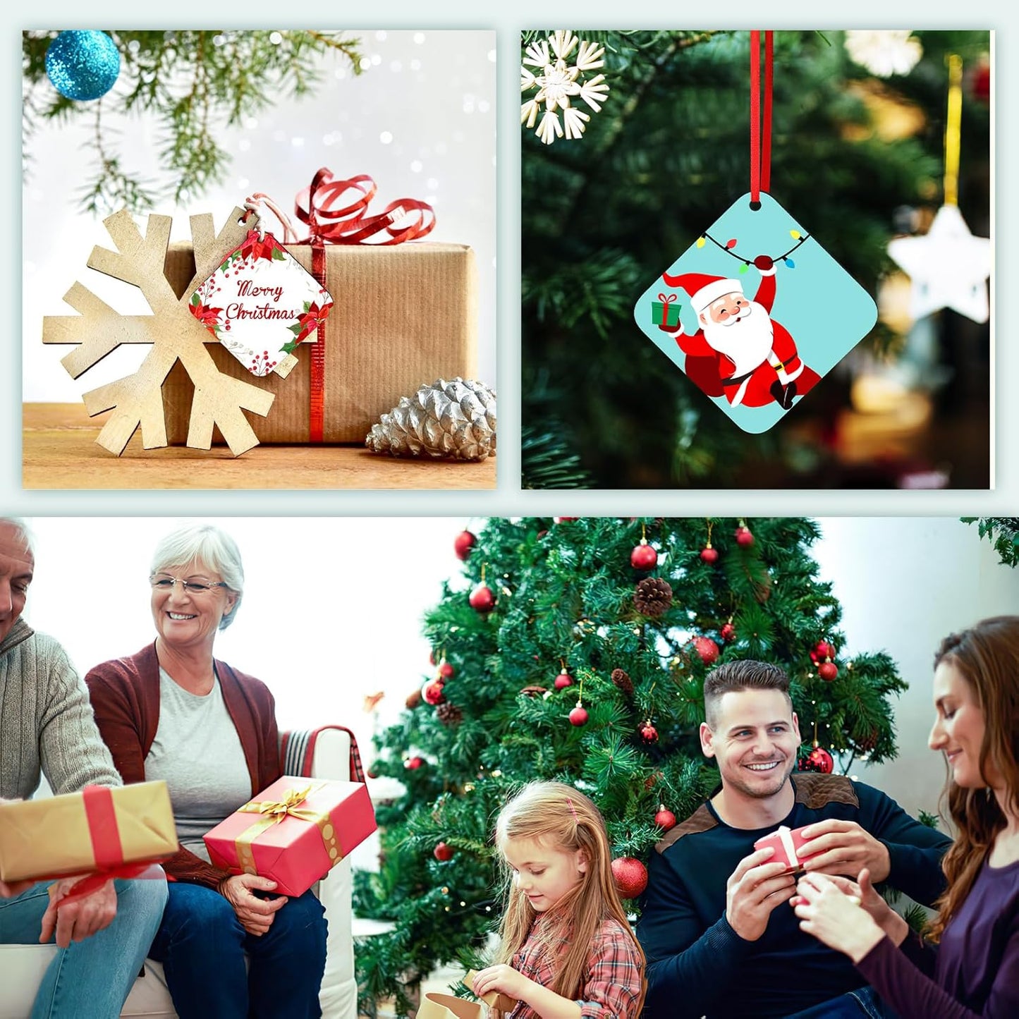 Personalized Christmas Ornaments 2024 Customized with Photo Text Ornament Keepsake Pet First Christmas Ornament Bulk Custom Wooden Xmas Tree Decorations, Wood Square