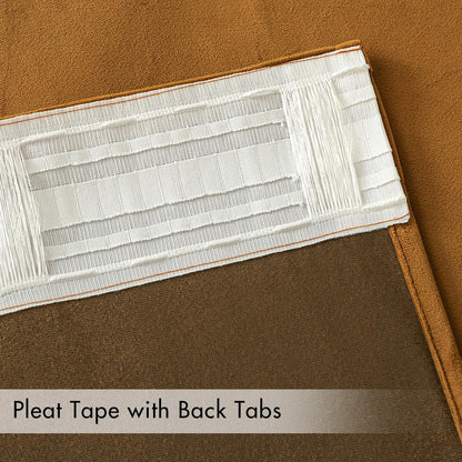 MIULEE Gold Brown Velvet Curtains 90 inches Long 2 Panels - Luxury Pinch Pleated Room Darkening Window Drapes for Bedroom Living Room Thermal Insulated Super Soft Blackout, Back Tab Rod Pocket