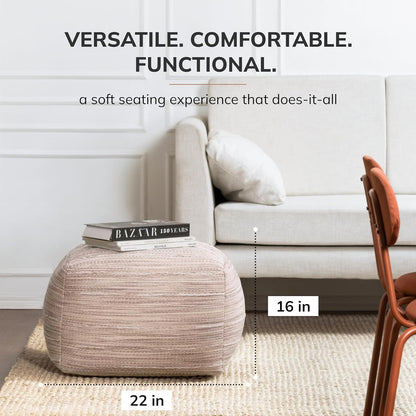 Anji Mountain 22"x22"x16" Handmade & Handcrafted Ottoman Pouf Comfortable Pouf Ottoman Foot Rest & Home Décor Accent for Living Room, Bedroom, Nursery, Kids Room, Patio