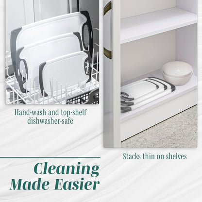 Cutting Boards for Kitchen - BPA-Free Chopping Board - Different Sizes & Non Slip Handles - Reversible, Large Cutting Board Set - Unique Gifts for Cooks Who Have Everything - 3-Pack Aqua