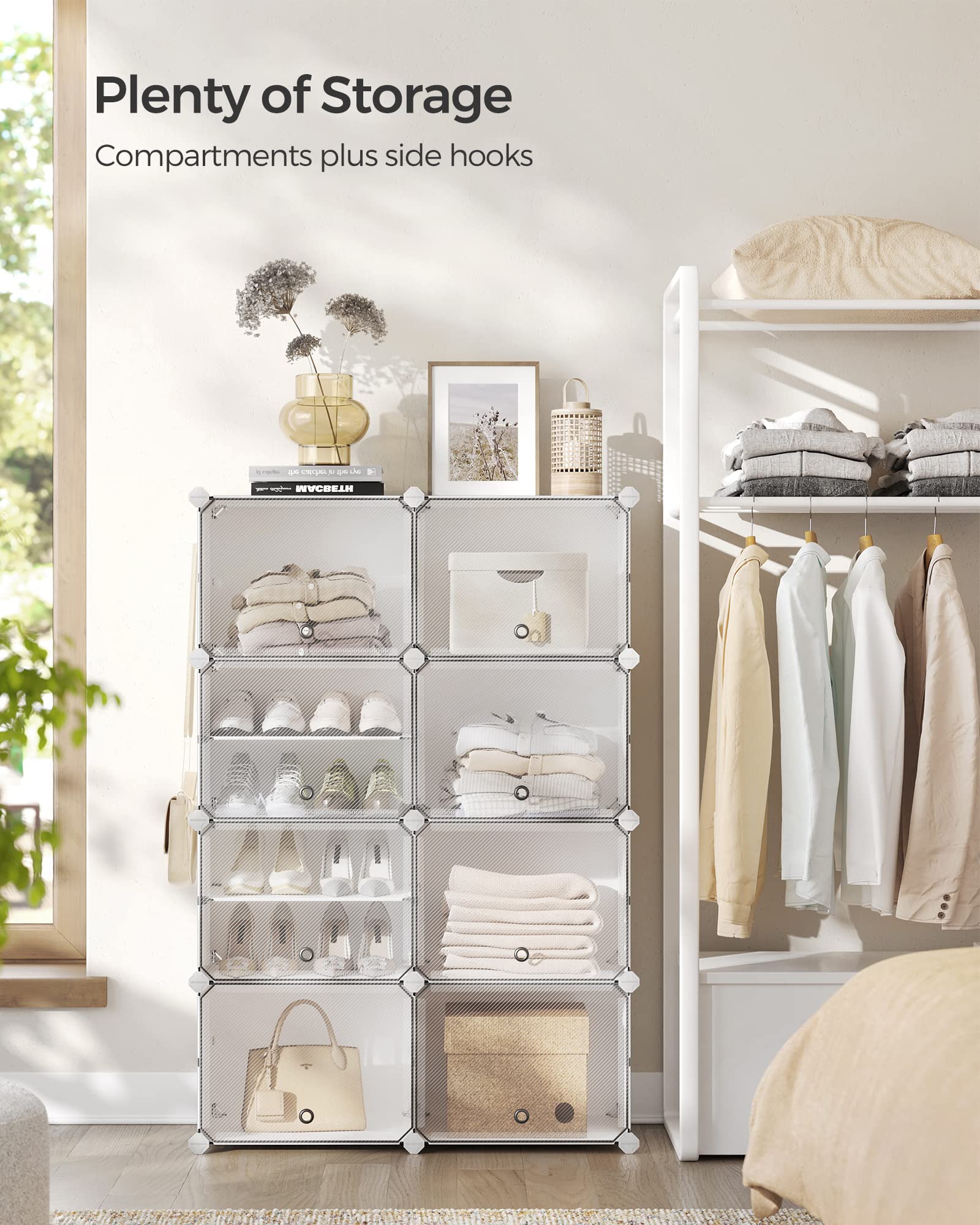 SONGMICS Shoe Rack Organizer, 8-Tier Shoe Storage Cabinet for Closet and Entryway, Holds 32 Pairs