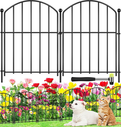 Decorative Garden Fence 17in (H) x20ft (L), Arched Rustproof Metal No Dig Fence for Dogs & Rabbit, Ornamental Animal Barrier for Flower Beds, Border Panels Fencing for Yard & Patio Outdoor Decor