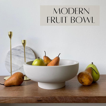 OAKOA Concrete Fruit Bowl for Kitchen Counter - Large Decorative Bowls for Home Decor - Modern Key Bowl for Entryway Table - Pedestal Bowl for Keys