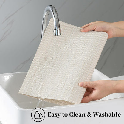 Leetaltree Pale Beige Placemats Set of 6 - Heat Resistant Non-Slip Place mats for Dining Table, Washable Durable PVC Vinyl Woven Table Mats（Pale Beige, 6）