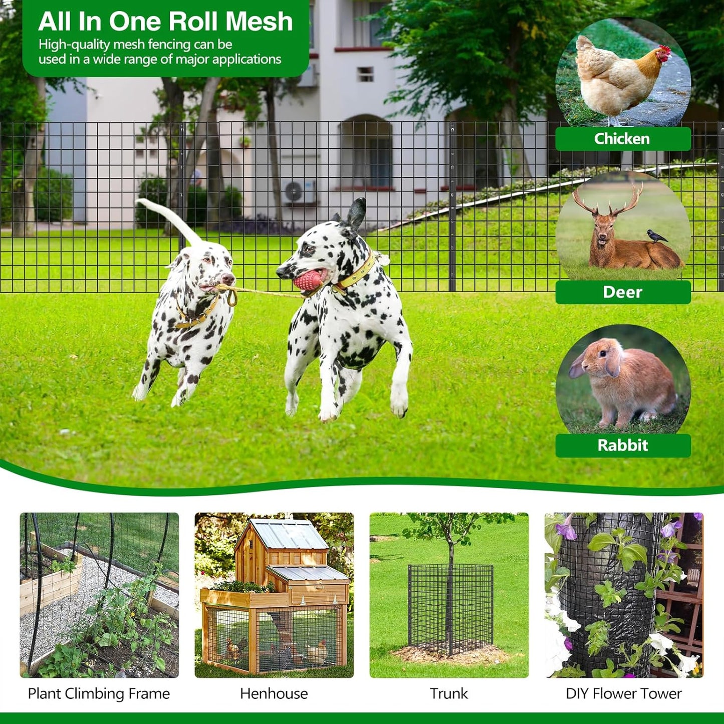 Wire Fence, 24 in(H) X 25 ft(L) PVC Coated Welded Wire Fencing 2" X 2" 16GA Garden Border Vinyl Metal Chicken Wire Fencing Mesh Roll for Yard Vegetable Plant Protection Poultry Netting Black