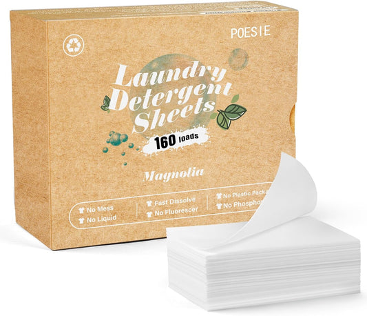 Poesie Laundry Detergent Sheets Magnolia Scent 160 Sheets 80 Large Loads Liquidless Effective