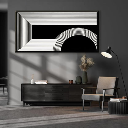 Large Abstract Wall Art Black And White Wall Art Geometric Line Wall Print Painting Artwork Canvas Art Wall Decor Simple Picture Artwork For Living Room Bedroom Office Home Wall Decor 29"X 58"