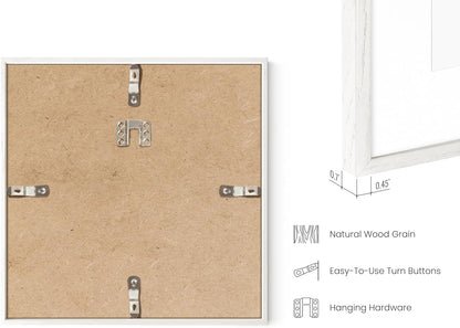 HAUS AND HUES Square Picture Frames 10 x 10 Set of 25 - Photo Gallery Wall Frame Set, Wood Frames With Mat, White Oak