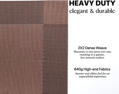 LEXMORE PlaceMats Set of 12 Vinyl/Plastic Woven Place Mats for Kitchen Table Indoor/Outdoor Washable PlaceMat Wipeable Dining Table Mats(Brown Cube)