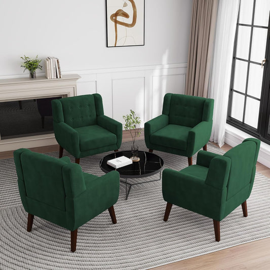 UIXE Accent Chair, Velvet Upholstered Armchair for Living Room, Modern Club Arm Chairs Comfy Single