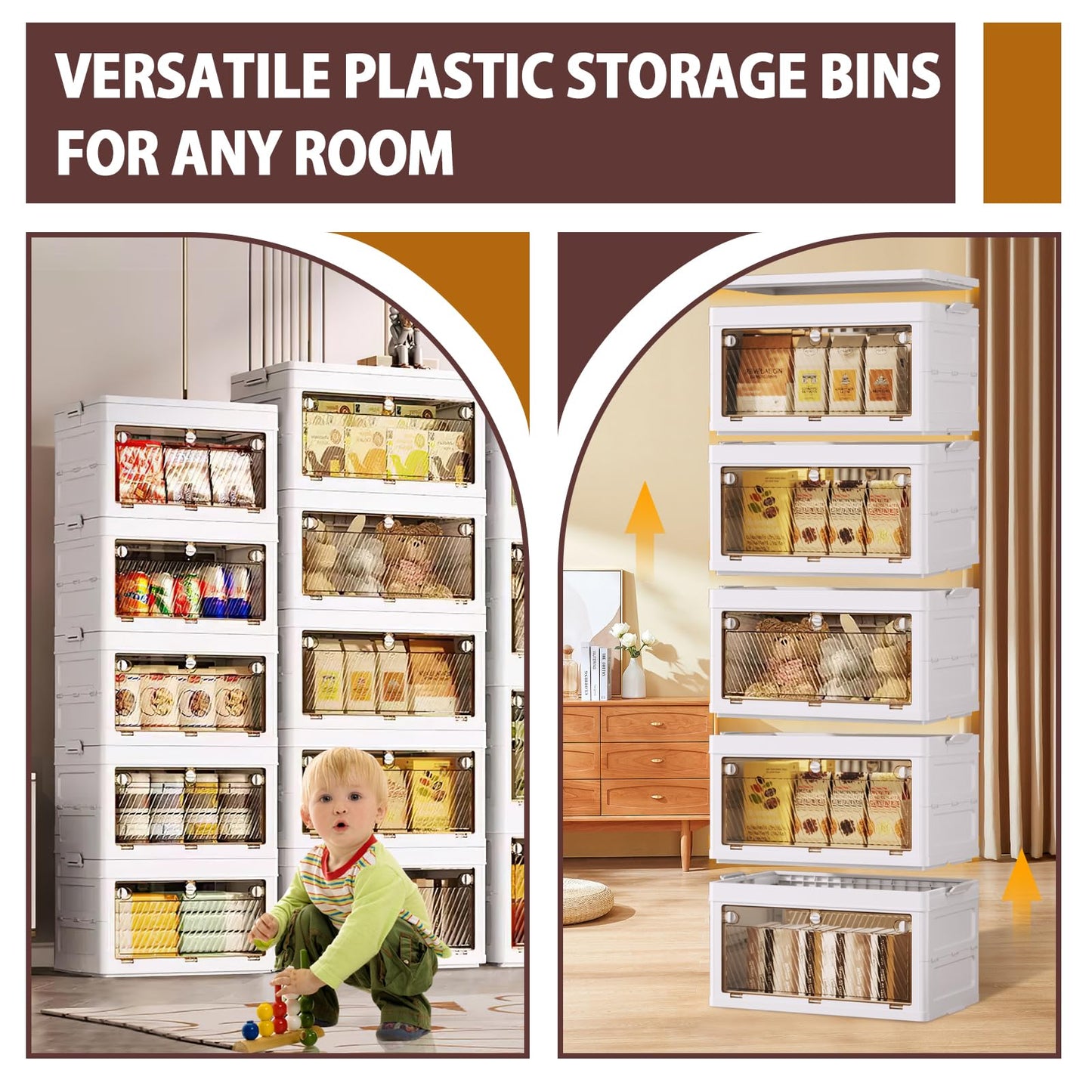 QudraKast 5-Tier Stackable Plastic Storage Bins - 23QT Stackable Storage Bins - Closet Organization