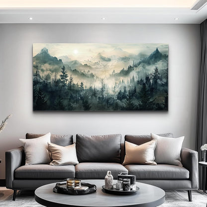 KELIYUAN Large Canvas Misty Forest Wall Art Mountain View Home Decor For Living Room Bedroom Office Natural Landscape Wall Decoration Painting Modern Printed Artwork Can Be Hung Directly 30x60 In