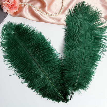 THARAHT Blackish Green Ostrich Feathers 12pcs Large Natural Bulk 16-18Inch 40cm-45cm for Wedding Party Centerpieces Mardi Gras Decoration Feather