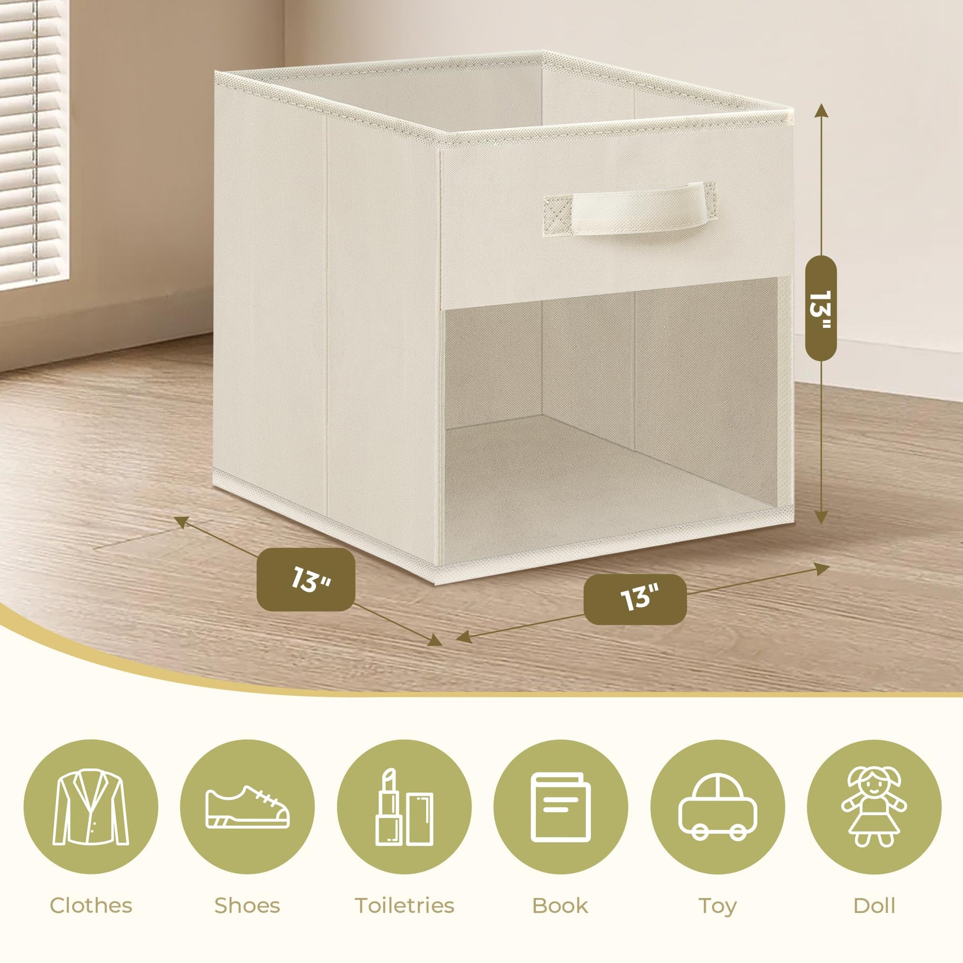 STORAGEIDEAS Storage Bins with Clear Window, 13x13 Storage Cubes, Collapsible Cube Storage Box