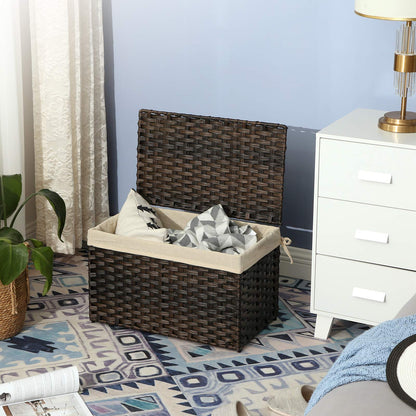 SONGMICS Storage Basket with Lid, Woven Blanket Storage Bin with Handles, Foldable, Removable