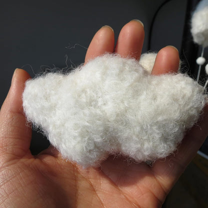 Boucle Cloud Moon Crib Mobile Boho Baby Mobile for Crib Neutral Nursery Mobile for Boys & Girls