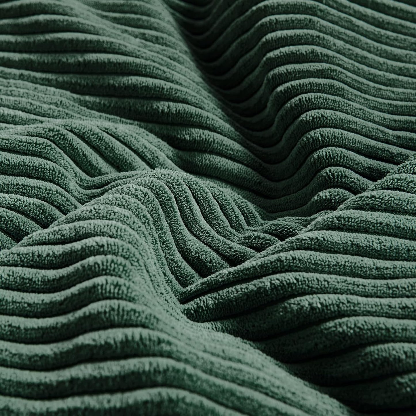 Fancy Homi Set of 2 Dark Green Long Lumbar Decorative Throw Pillow Covers 12x24 Inch for Living Room Couch Bed, Boho Farmhouse Forest Green Home Decor, Soft Corduroy Corss Textured Cushion Cas